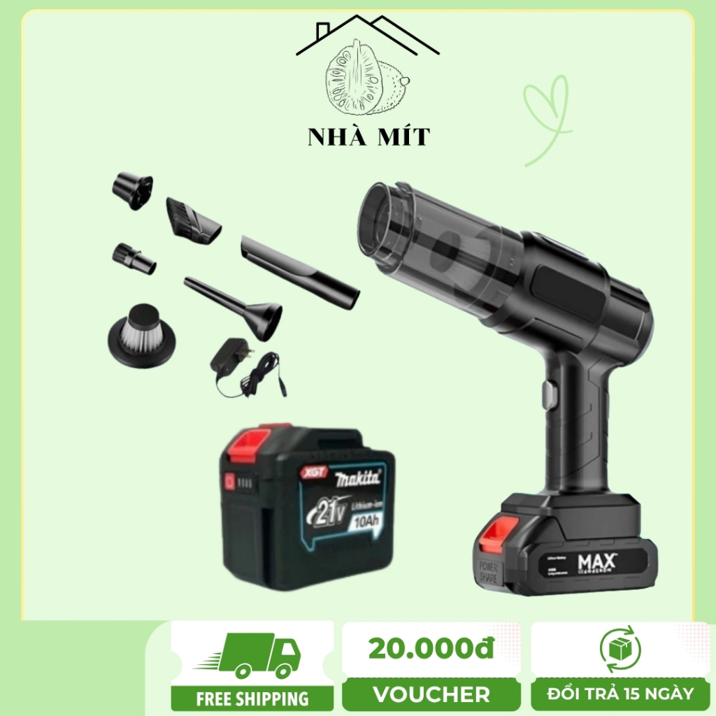 Máy hút bụi cầm tay, Công suất Lớn, Lực Hút 128.000 Pa, Chân Pin Phổ Thông 4cm Tiện Lợi, Dễ Dùng