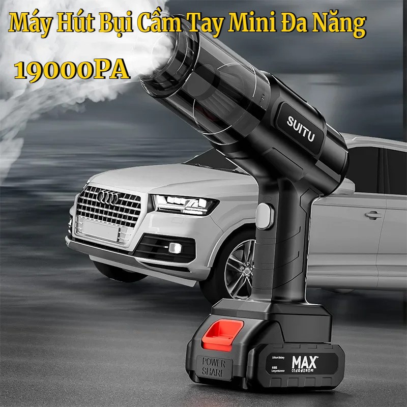 Máy hút bụi cầm tay, Công suất Lớn, Lực Hút 128.000 Pa, Chân Pin Phổ Thông 4cm Tiện Lợi, Dễ Dùng