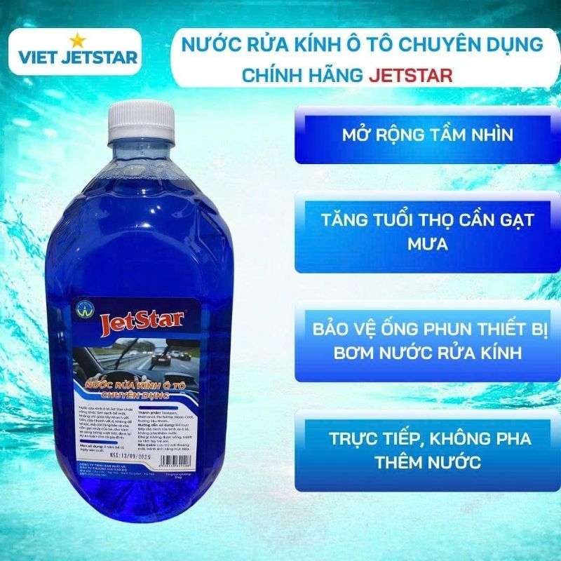 Nước Rửa Kính Ô Tô 1 Can 2L Jetstar – Chống Bám Nước, Hương Thơm Dễ Chịu, Phù Hợp Mọi Dòng Xe