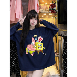 Áo thun dài tay in hình bọt biển ốc chất cotton su mỏng mịn mát