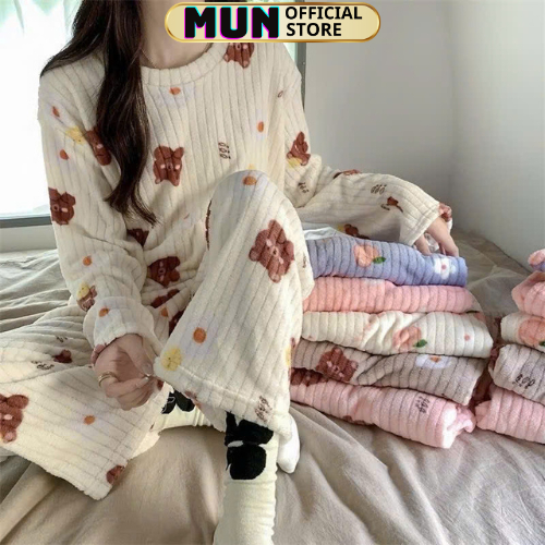 BỘ NGỦ BÔNG HOẠ TIẾT,MẶC MÙA THU ĐÔNG MỀM MỊN