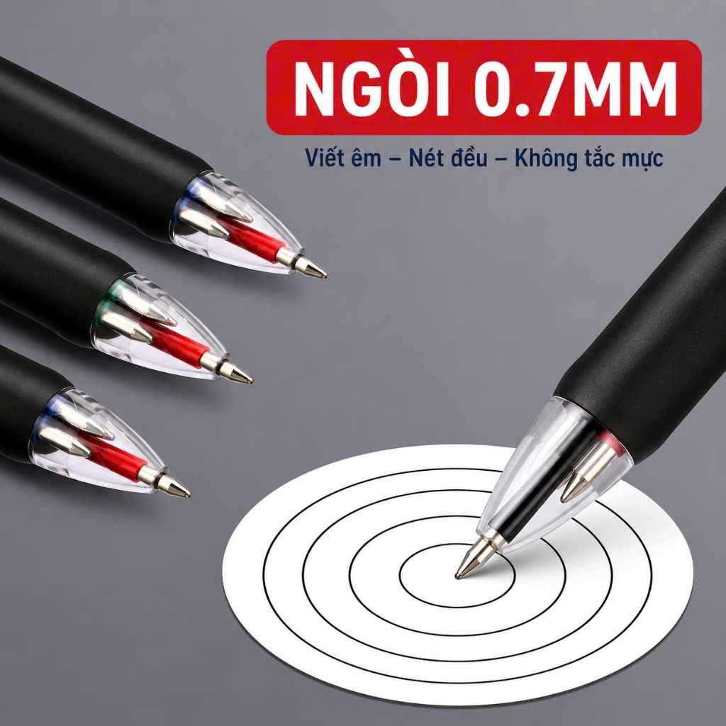 Set 6 Bút Bi 4 Màu M&G ABP80371 Ngòi 0.7mm - Viết Êm, Nét Đều, Học Tập & Văn Phòng