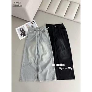 Quần Jeans Nữ Dáng Suông Ống Rộng Dài 98cm Basic Dễ Phối Chất Mềm #3462