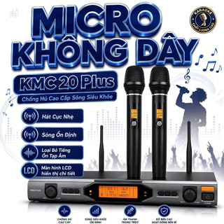 Micro Không Dây KMC 20 Plus, Chống Hú Cao Cấp Sóng Siêu Khỏe, Hát Cực Nhẹ, Sóng Ổn Định, Loại Bỏ Tiếng Ồn Tạp Âm