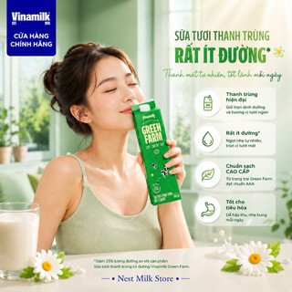 [Chỉ Giao HCM] Sữa Tươi Thanh Trùng Vinamilk Green Farm Rất Ít Đường 900ml - Thùng 12 Hộp