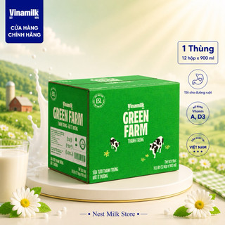 [Chỉ Giao HCM] Sữa Tươi Thanh Trùng Vinamilk Green Farm Rất Ít Đường 900ml - Thùng 12 Hộp