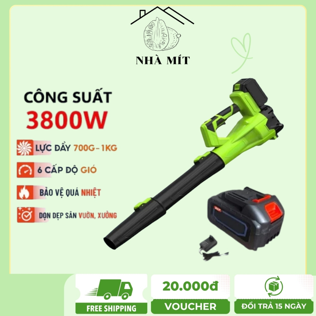 Máy Thổi Bụi Công Nghiệp Công Suất 3800W, Máy Thổi Bụi Dùng Chân Pin Phổ Thông M21, Động Cơ Lõi Đồng Không Chổi Than
