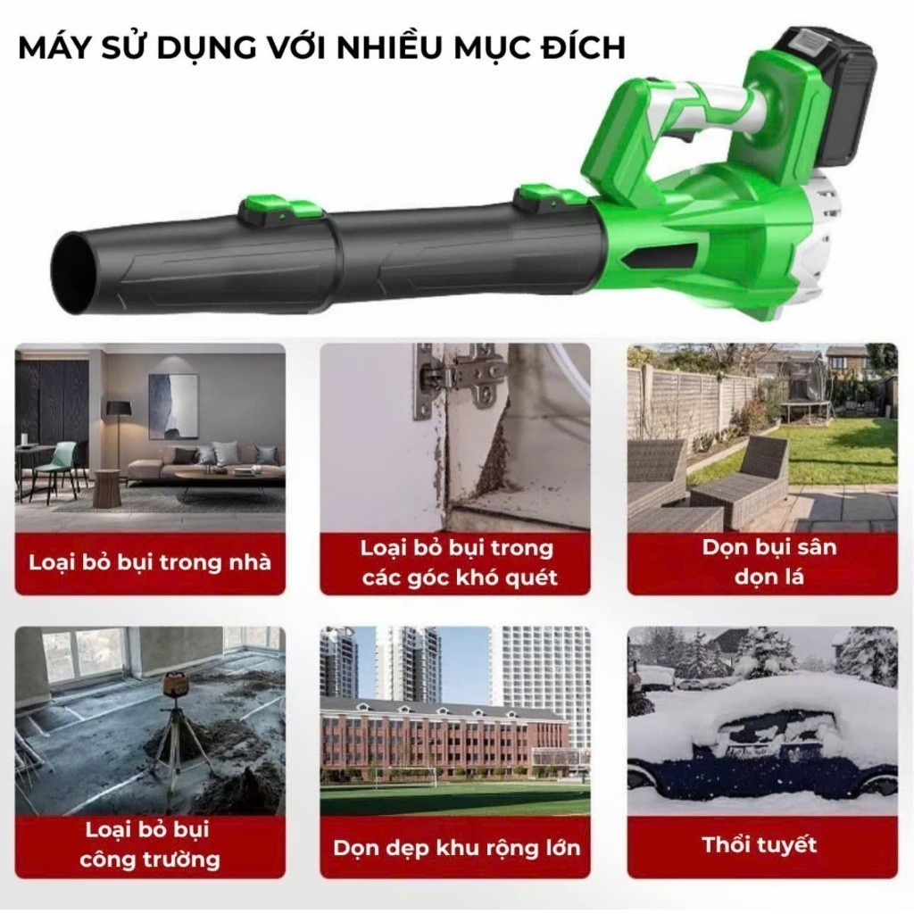 Máy Thổi Bụi Công Nghiệp Công Suất 3800W, Máy Thổi Bụi Dùng Chân Pin Phổ Thông M21, Động Cơ Lõi Đồng Không Chổi Than