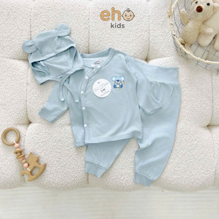 Eho Kids giới thiệu set đồ 3 chi tiết cho bé yêu: quần cạp cao và mũ đội đầu cùng tông màu.