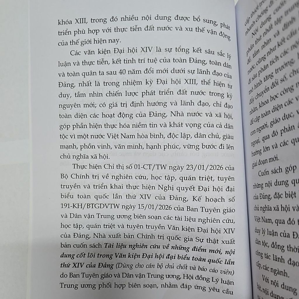 Sách - Tài liệu nghiên cứu về những điểm mới, nội dung cốt lõi trong văn kiện Đại hội Đại biểu toàn quốc lần thứ XIV...