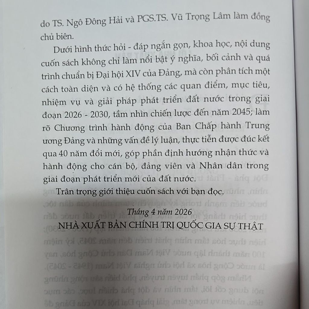 Sách - Những nội dung cơ bản trong văn kiện Đại hội Đại biểu toàn quốc lần thứ XIV của Đảng hỏi và đáp