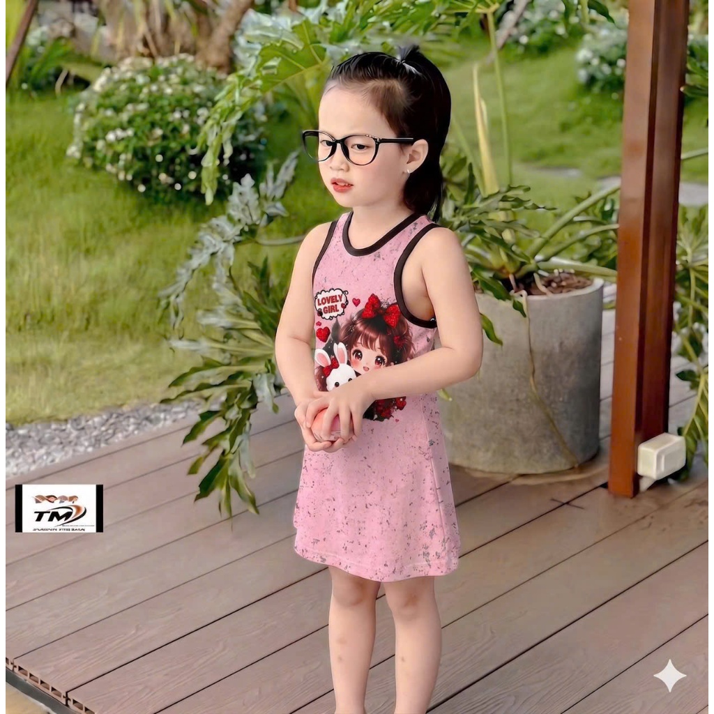 Váy Loang Xuông Ba Lỗ Họa Tiết Cô Gái Dành Cho Bé Gái 9-35kg