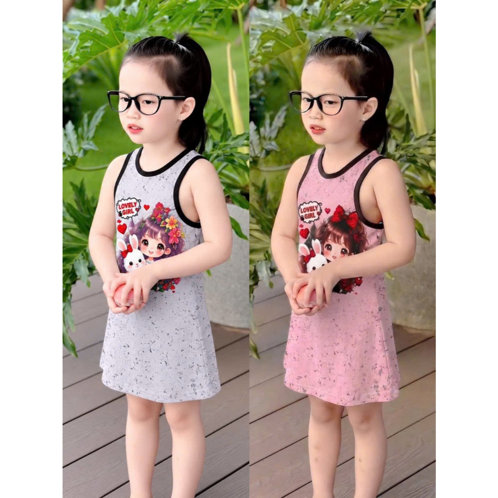 Váy Loang Xuông Ba Lỗ Họa Tiết Cô Gái Dành Cho Bé Gái 9-35kg