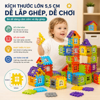 Bộ Xếp Hình Lắp Ghép Nhà 3D Cho Bé Khối Ghép Cửa Sổ Sáng Tạo Phát Triển Tư Duy