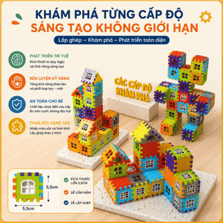 Bộ Xếp Hình Lắp Ghép Nhà 3D Cho Bé Khối Ghép Cửa Sổ Sáng Tạo Phát Triển Tư Duy