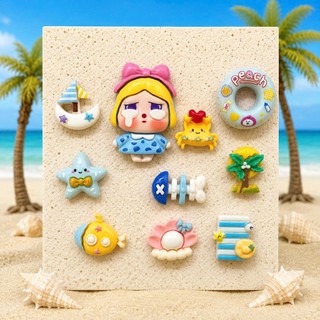 [ĐỘC QUYỀN]  Set Charm Crybaby Đi Biển Kawaii Gắn Trang Trí Dép Sục Handmade Resin Dễ Thương 🌊🐚✨