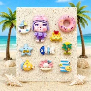 [ĐỘC QUYỀN]  Set Charm Crybaby Đi Biển Kawaii Gắn Trang Trí Dép Sục Handmade Resin Dễ Thương 🌊🐚✨