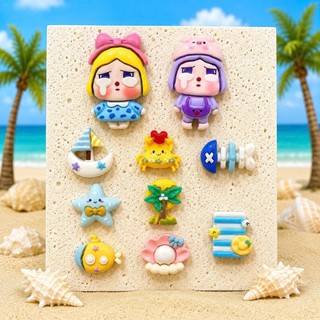 [ĐỘC QUYỀN]  Set Charm Crybaby Đi Biển Kawaii Gắn Trang Trí Dép Sục Handmade Resin Dễ Thương 🌊🐚✨