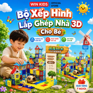 Bộ Xếp Hình Lắp Ghép Nhà 3D Cho Bé Khối Ghép Cửa Sổ Sáng Tạo Phát Triển Tư Duy
