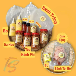 Bánh Tráng Phơi Sương + Tép Hành Phi + Bơ Chai + Da Heo + Bánh Tỏi Bò Chua Cay Kèm Sốt Tắc & Ớt Rim