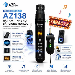 Micro Đa Năng AZpro Az138 Chỉnh Bass, Treble, Echo, Âm Lượng Ngay Trên Thân Mic Phù Hợp Với Amply, Loa Kéo, Mixer