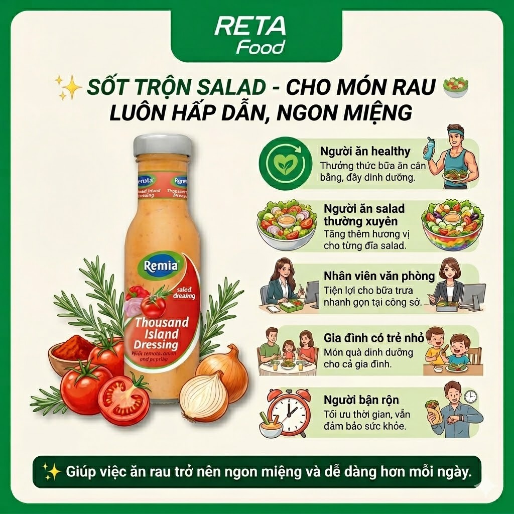 Sốt Trộn Salad Thousand Island Remia 250ml - Vị Chua Ngọt Béo Mịn - Xốt Salad Nhập Khẩu Hà Lan -Dùng Cho Salad Eat Cle