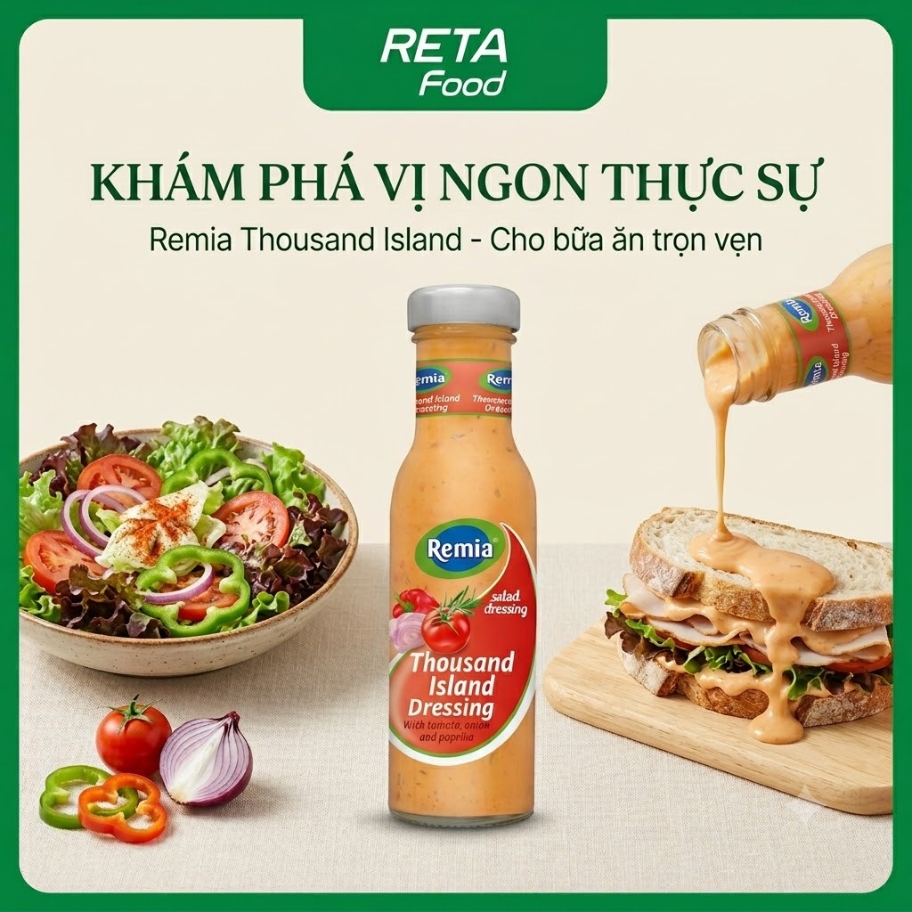 Sốt Trộn Salad Thousand Island Remia 250ml - Vị Chua Ngọt Béo Mịn - Xốt Salad Nhập Khẩu Hà Lan -Dùng Cho Salad Eat Cle