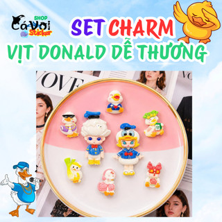 [ĐỘC QUYỀN]  Set Charm Vịt Donald Dễ Thương Hoạt Hình Cute Trang Trí Dép Phụ Kiện Ngộ Nghĩnh Collection Vịt Vàng Cao Cấp