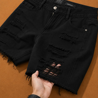 Quần Short Jean Đen Nam  Cao Rách Cá Tính Form Đẹp Co Giãn Nhẹ Tôn Dáng Hot Trend Hàn Quốc