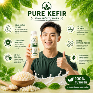 Sữa Chua Kefir Không Đường Chua Dịu Dễ Uống - Chai 350/500ml Pure Kefir