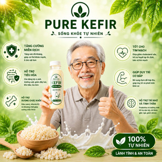 Sữa Chua Kefir Không Đường Chua Dịu Dễ Uống - Chai 350/500ml Pure Kefir