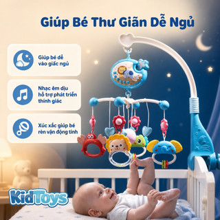 Đồ chơi treo nôi cũi KidToys có nhạc kèm điều khiển – xoay 360 gặm nướu cho bé sơ sinh