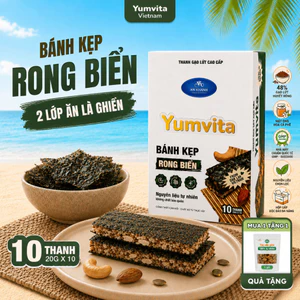 Bánh Kẹp Rong Biển Ding Dưỡng Yumvita - Hộp 10 Thanh 200g Siêu Hạt Ăn Kiêng Lành Mạnh Healthy