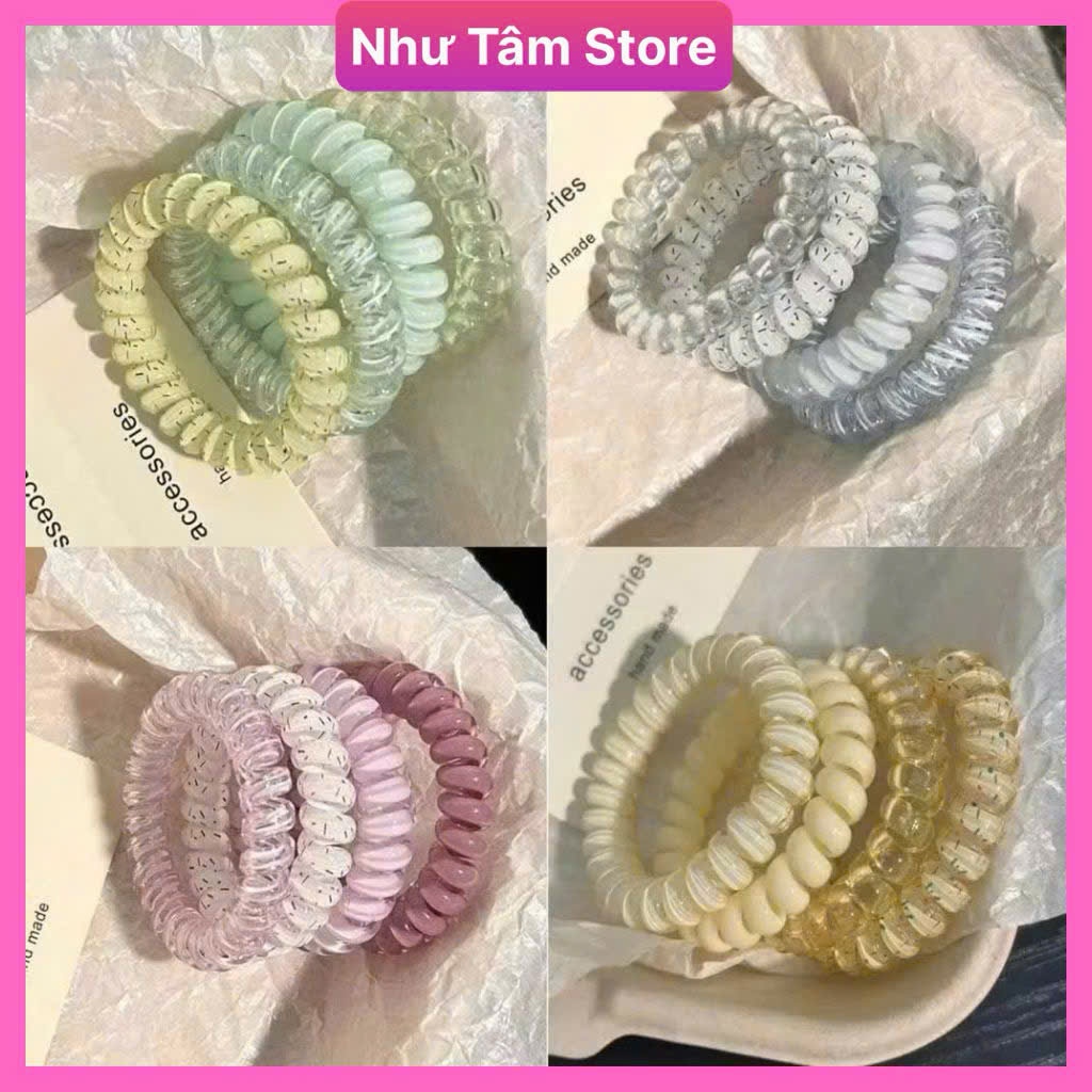Combo 4 dây buộc tóc lò xo nhiều màu pastel thanh lịch