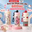 Bình Giữ Nhiệt Inox 304 600ml Có Ống Hút Dây Đeo Bình Nước Dễ Thương Cho Nữ