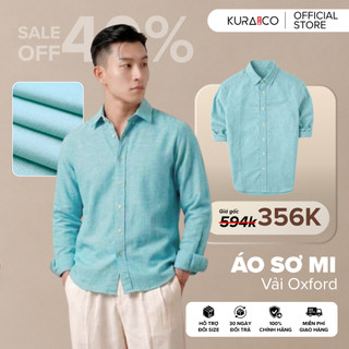 Áo Sơ Mi Nam Tay Dài KURAMAN Màu Xanh Mint Oxford Cao Cấp