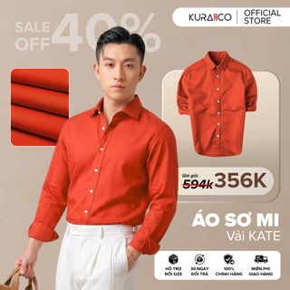 Áo Sơ Mi Nam Vải Kate Cao Cấp Tay Dài Màu Đỏ Cam KURAMAN