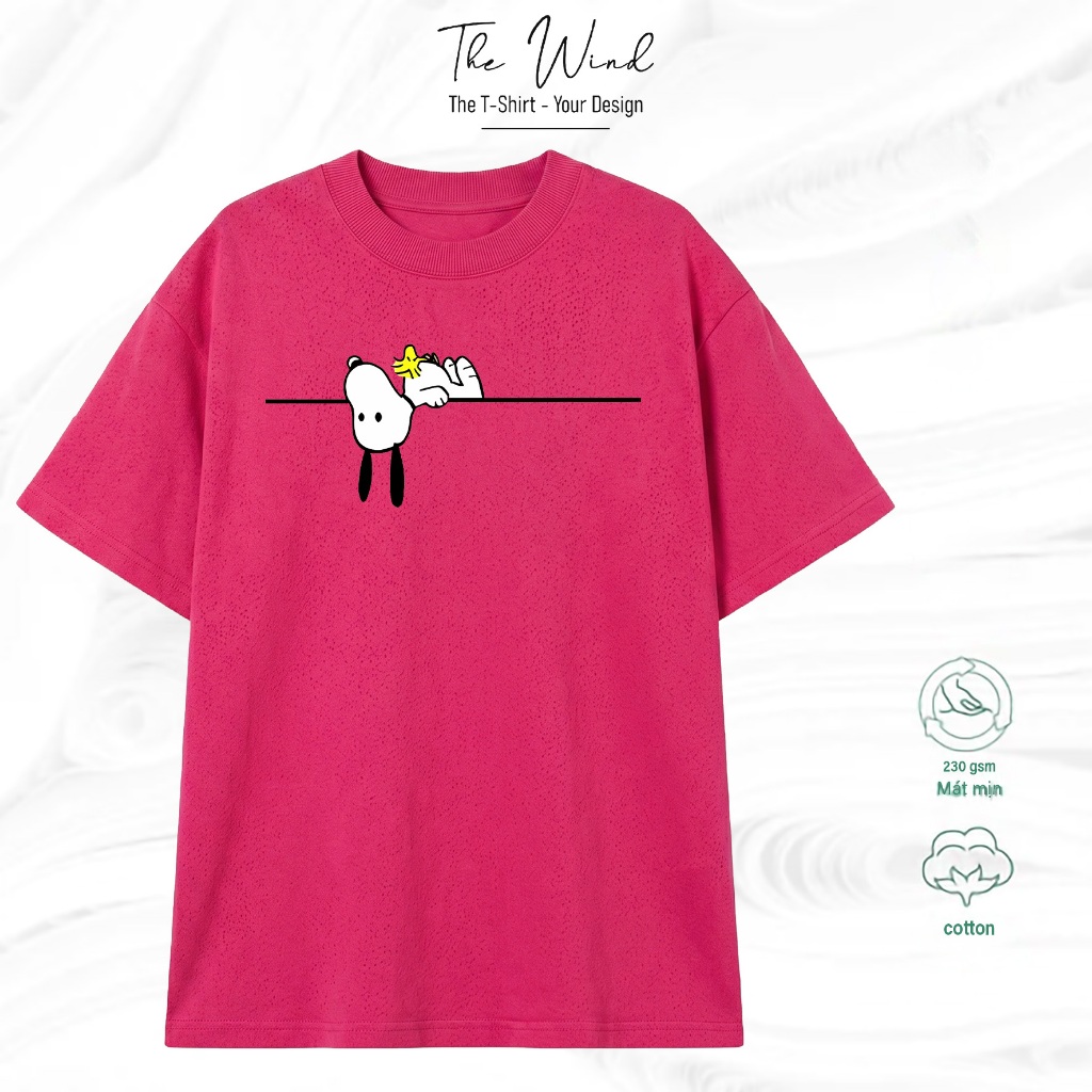 Áo thun Snoopy phong cách Minimalist Chất Liệu Cotton Cao Cấp Form Rộng Co Giãn 2 Chiều