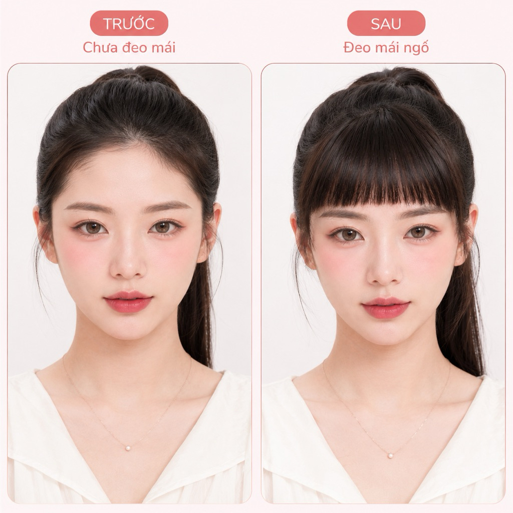 [Top Bán Chạy] Tóc Giả Mái Ngố Nữ Cao Cấp Đủ Màu Tự Nhiên Như Tóc Thật Dễ Đeo Dễ Tạo Kiểu