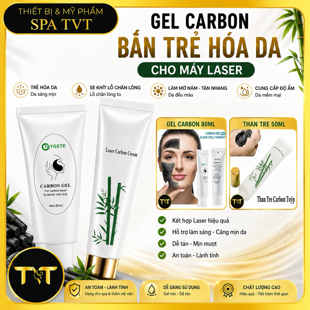 Tuýp Gel Cacbon , Tuyp Than Tre Đen Cho Máy Laser, Hỗ Trợ Trẻ Hóa Da, Se Khít Lỗ Chân Lông, Mờ Nám