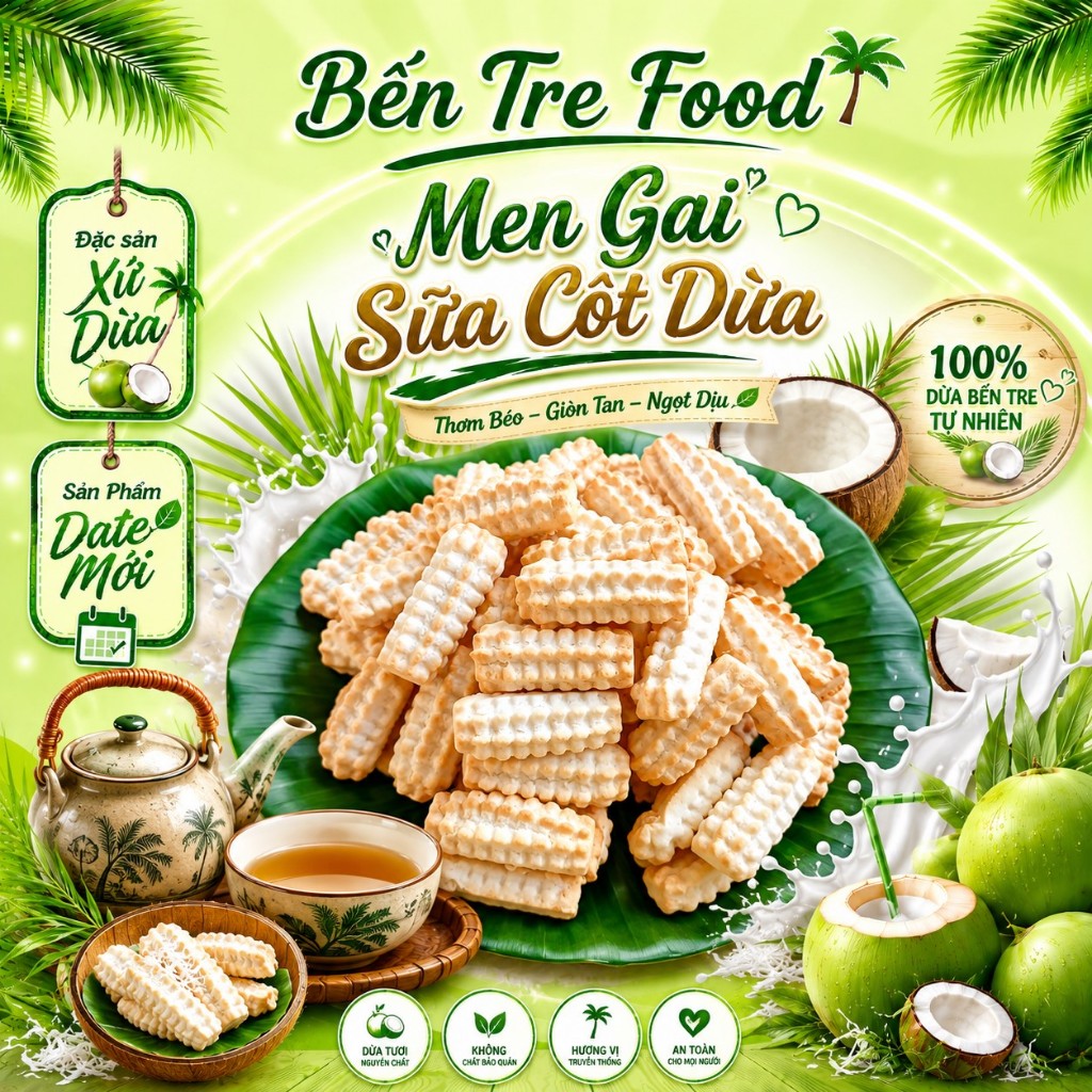 Bánh Men Gai Sữa Cốt Dừa-  Món Bánh Tuổi thơ