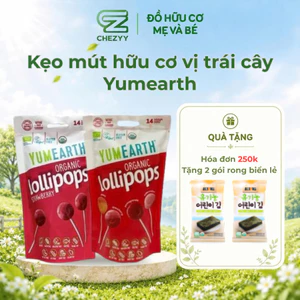 Kẹo Mút Hữu Cơ YumEarth Vị Trái Cây Túi 14 Que Organic Không Phẩm Màu Nhân Tạo