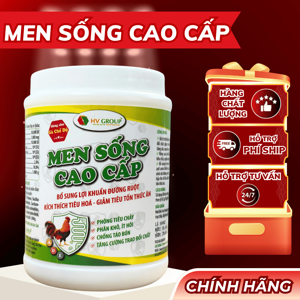 Men sống cao cấp 500g bổ sung lợi khuẩn đường ruột, tiêu hóa tốt, giảm tiêu tốn thức ăn, tiêu chảy.