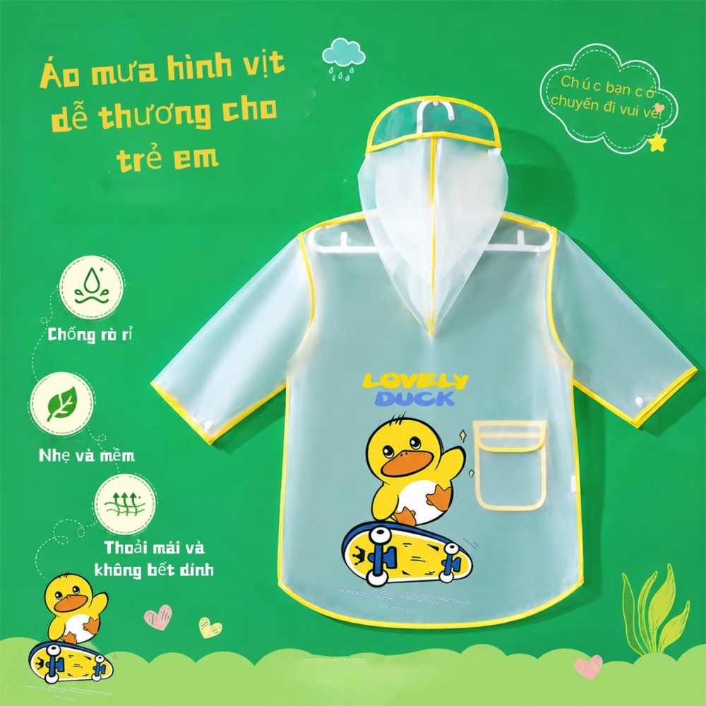 Áo Mưa EVA Cao Cấp Cho Bé 3-7 Tuổi Họa Tiết Hoạt Hình Nhiều Màu Sắc Dễ Thương Hàng Chính Hãng Cho Bé Trai & Gái 80-145cm