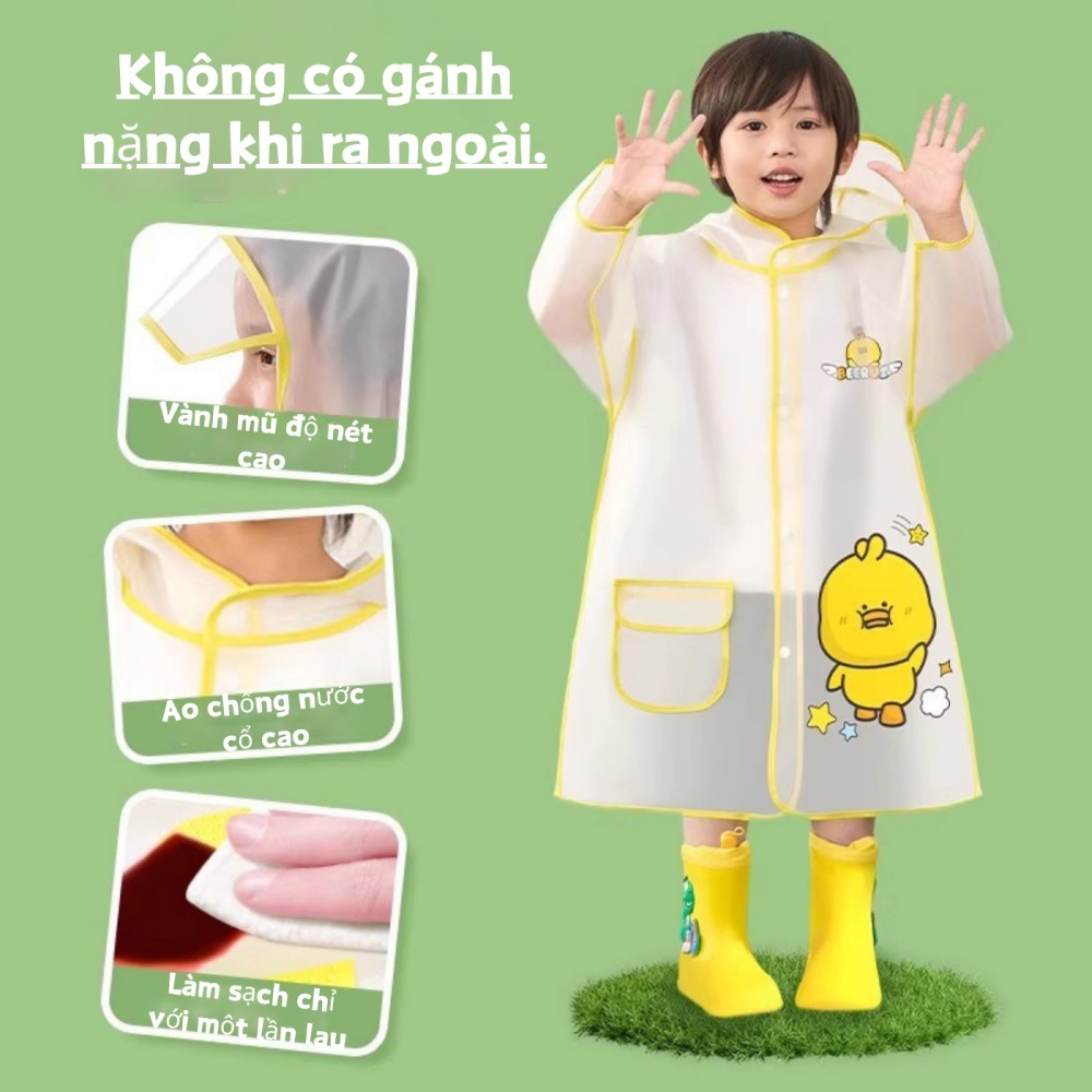 Áo Mưa EVA Cao Cấp Cho Bé 3-7 Tuổi Họa Tiết Hoạt Hình Nhiều Màu Sắc Dễ Thương Hàng Chính Hãng Cho Bé Trai & Gái 80-145cm