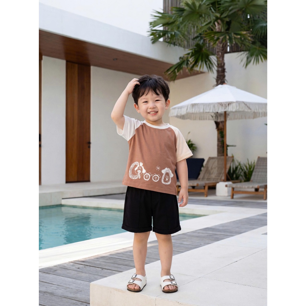 Set bộ cộc tay bé trai Miniumbaby dáng tay dơi hoạ tiết ngộ nghĩnh, chất vải cotton mềm mát SB2730