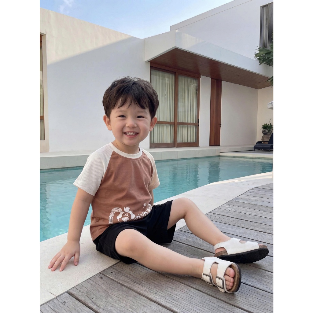 Set bộ cộc tay bé trai Miniumbaby dáng tay dơi hoạ tiết ngộ nghĩnh, chất vải cotton mềm mát SB2730