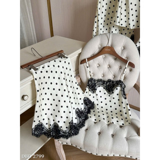 Set Lụa Ren Chấm Bi Chân Váy Ngắn Chuẩn Linh Hoàng