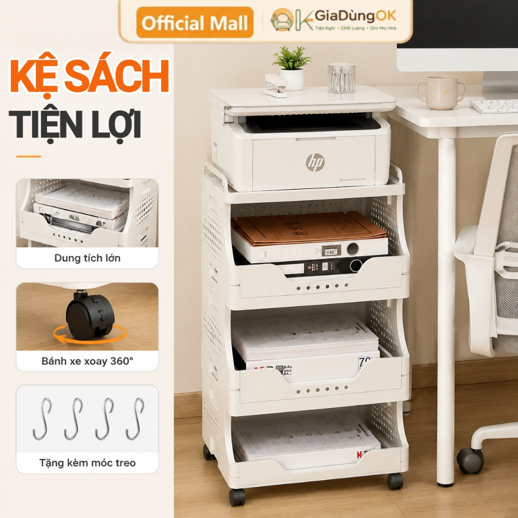 Kệ Sách Đứng Chắc Chắn, Kệ Lưu Trữ Đa Năng Có Bánh Xe Di Động, Kệ Để Đồ Tiện Lợi Cho Gia Đình