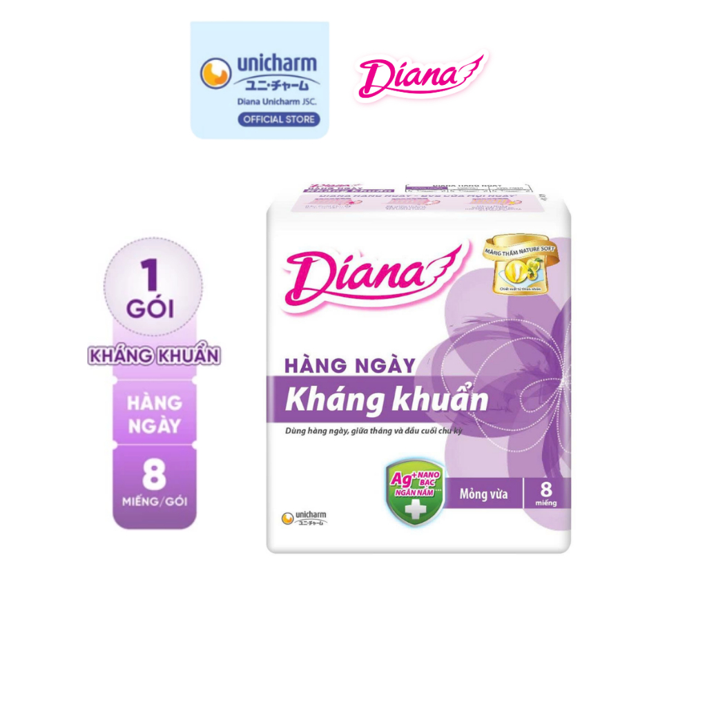 Băng vệ sinh Diana Sensi hàng ngày kháng khuẩn 8 miếng/gói